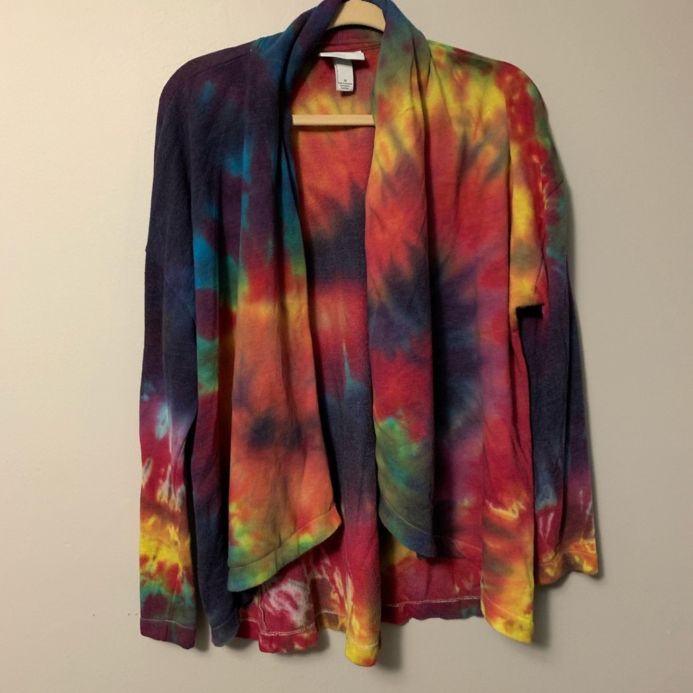 One of a Kind Pure Energy Rainbow Tie Dye Cardi 1X